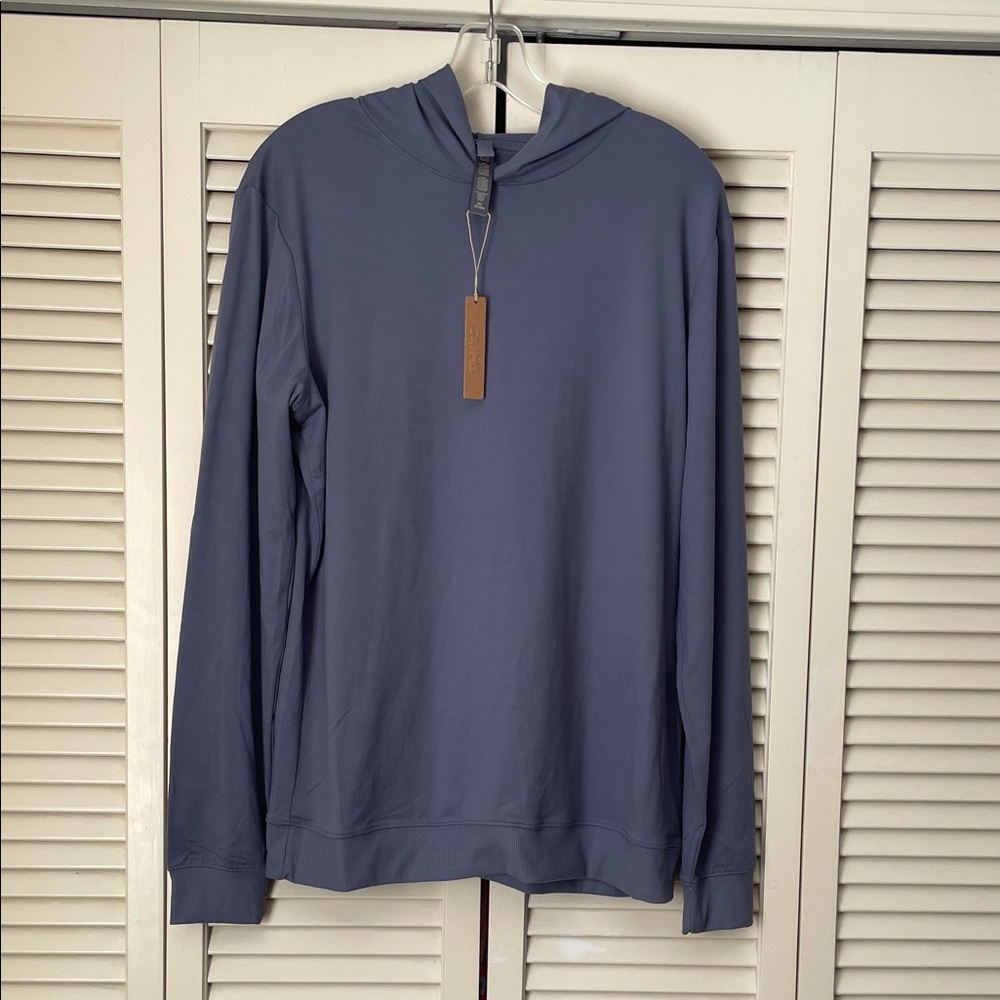NWT SKIMS Men's outdoor jersey Hoodie Sz XS steel blue polyester/ spandex blend